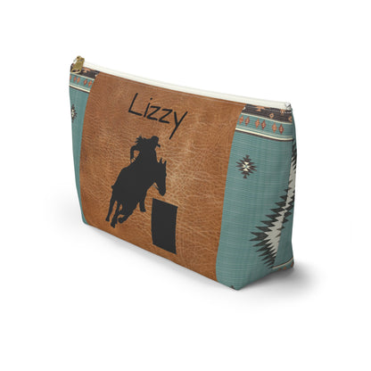 Personalized Accessory Pouch- Barrel Racer Leather Aztec/Print