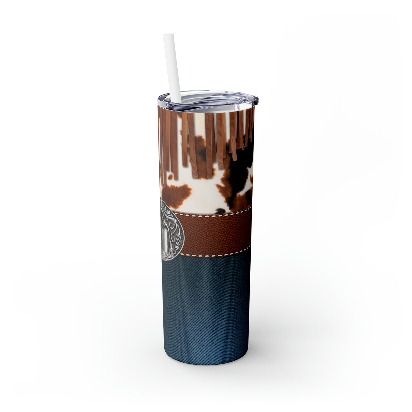 Skinny Tumbler with Straw, 20oz- Denim Belt Buckle