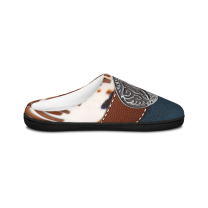 Women's Indoor Slippers- Belt Buckle on Denim