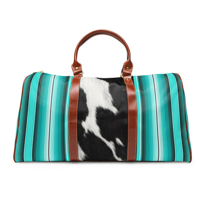 Waterproof Travel Bag Printed Cowprint and Blue