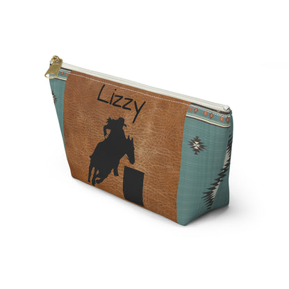 Personalized Accessory Pouch- Barrel Racer Leather Aztec/Print