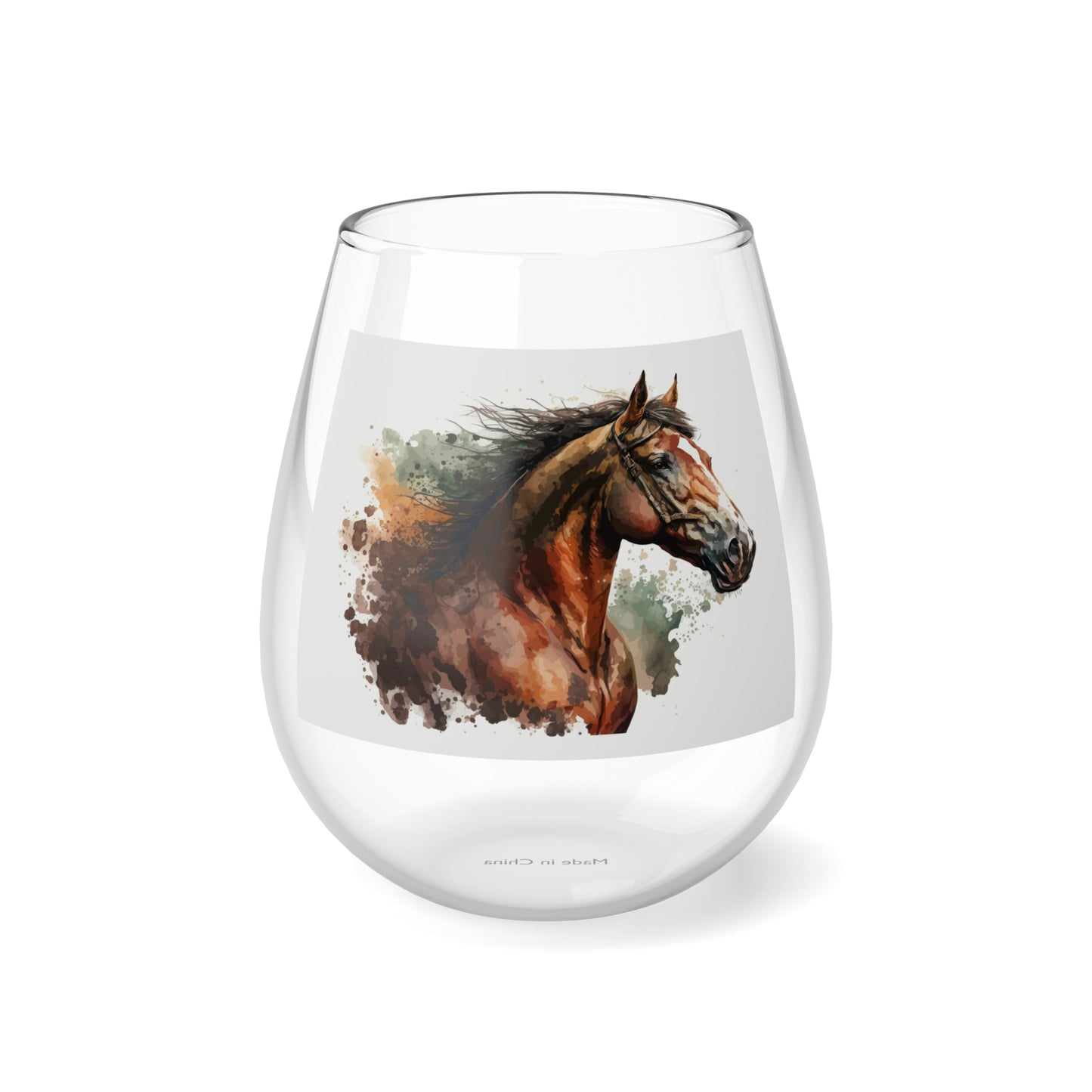 Stemless Wine Glass, 11.75oz- Horse