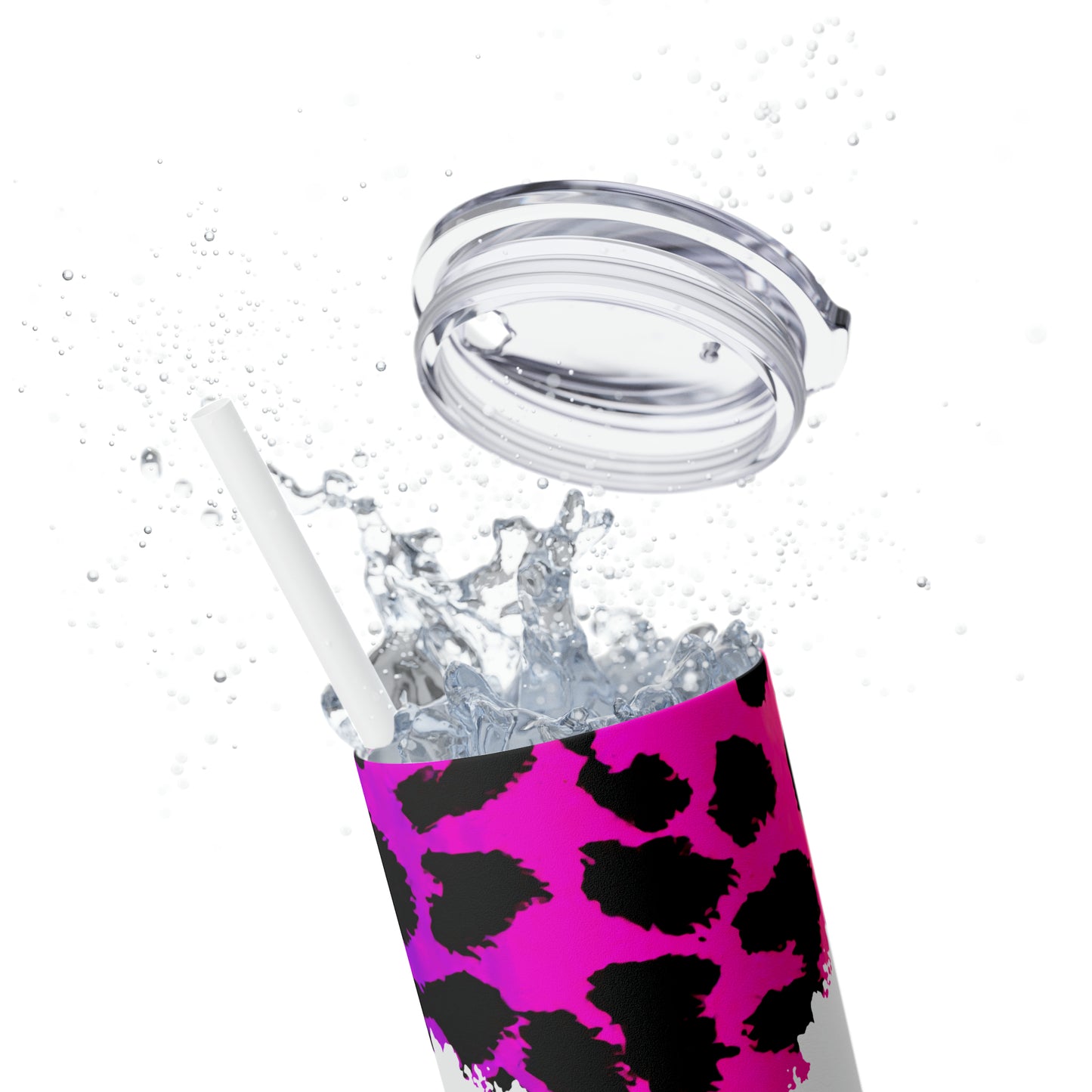 Skinny Tumbler with Straw, 20oz- Poles on Pink