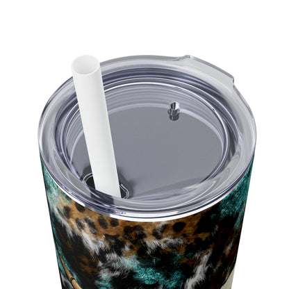 Skinny Tumbler with Straw, 20oz- Steer Skull