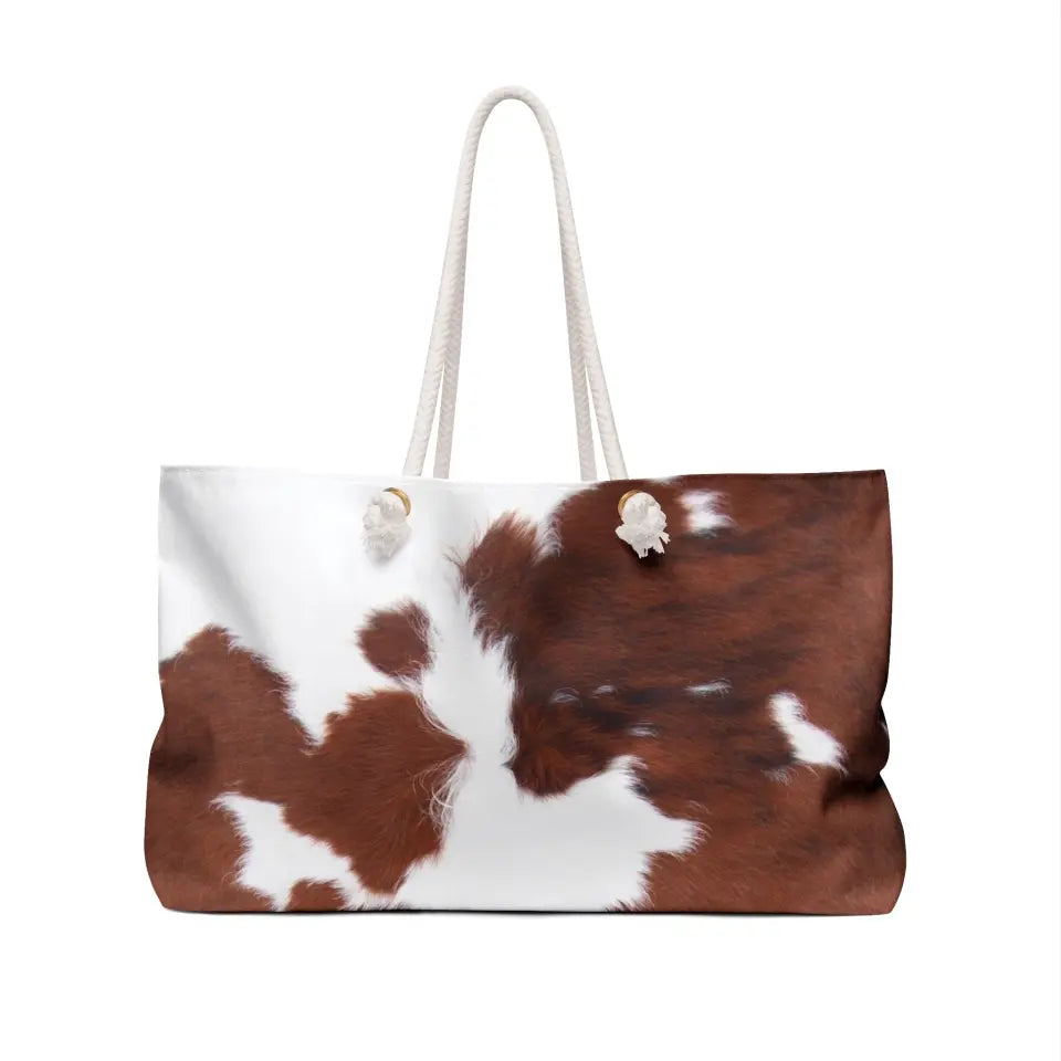 🌵 Rustic Cowhide Weekender Tote: Your Stylish Travel Companion! 🐮