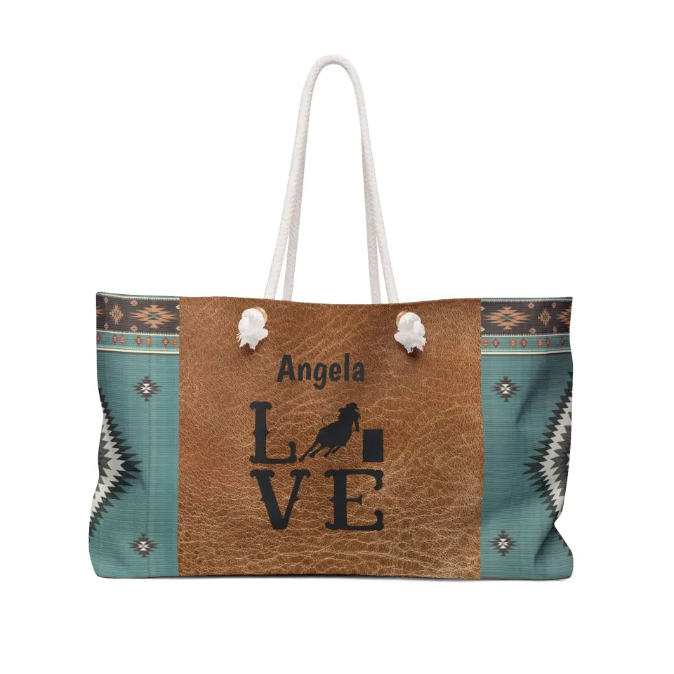 🌵 Western Love: Personalized Barrel Racer Weekender Tote Bag 💖