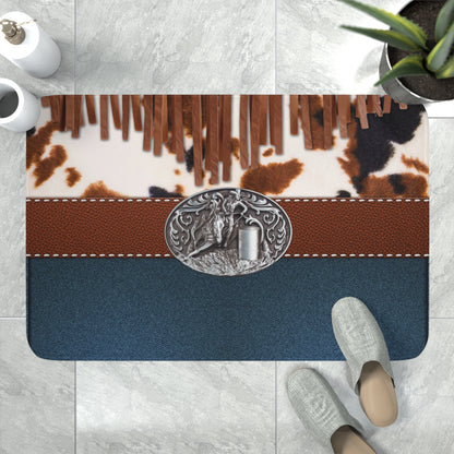 Memory Foam Bath Mat- Denim Tassles