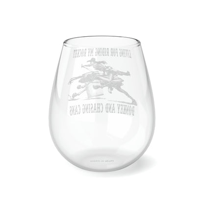 Riding the Rocket Donkey Stemless Wine Glass, 11.75oz