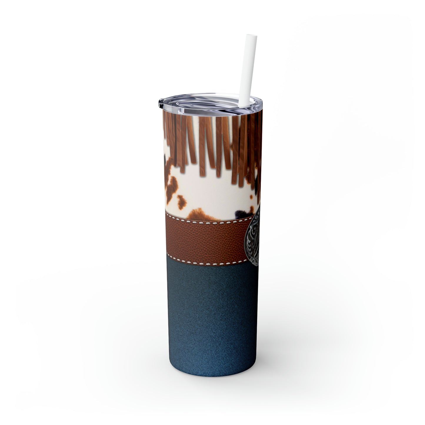 Skinny Tumbler with Straw, 20oz- Denim Belt Buckle