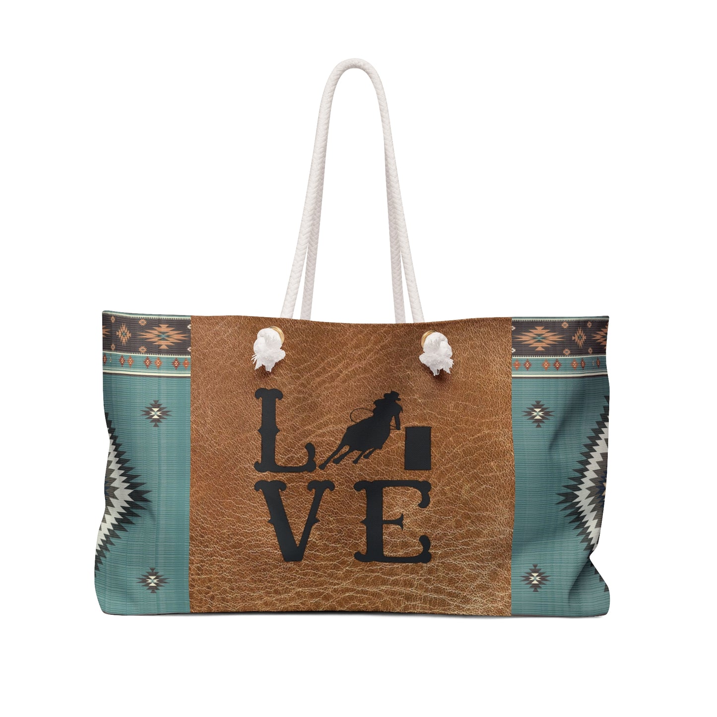 Weekender Bag- Barrel Racer Love on Leather and Aztec Print