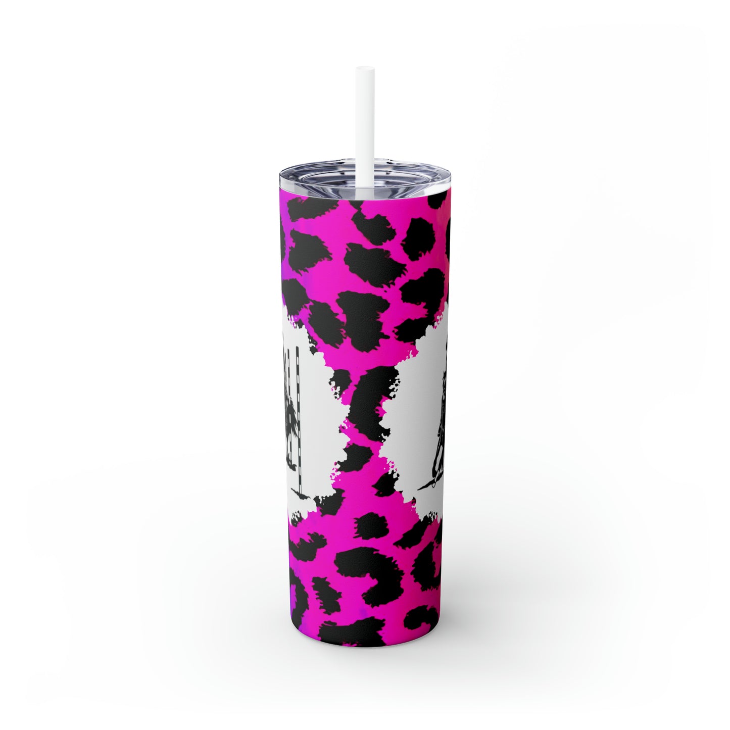 Skinny Tumbler with Straw, 20oz- Poles on Pink