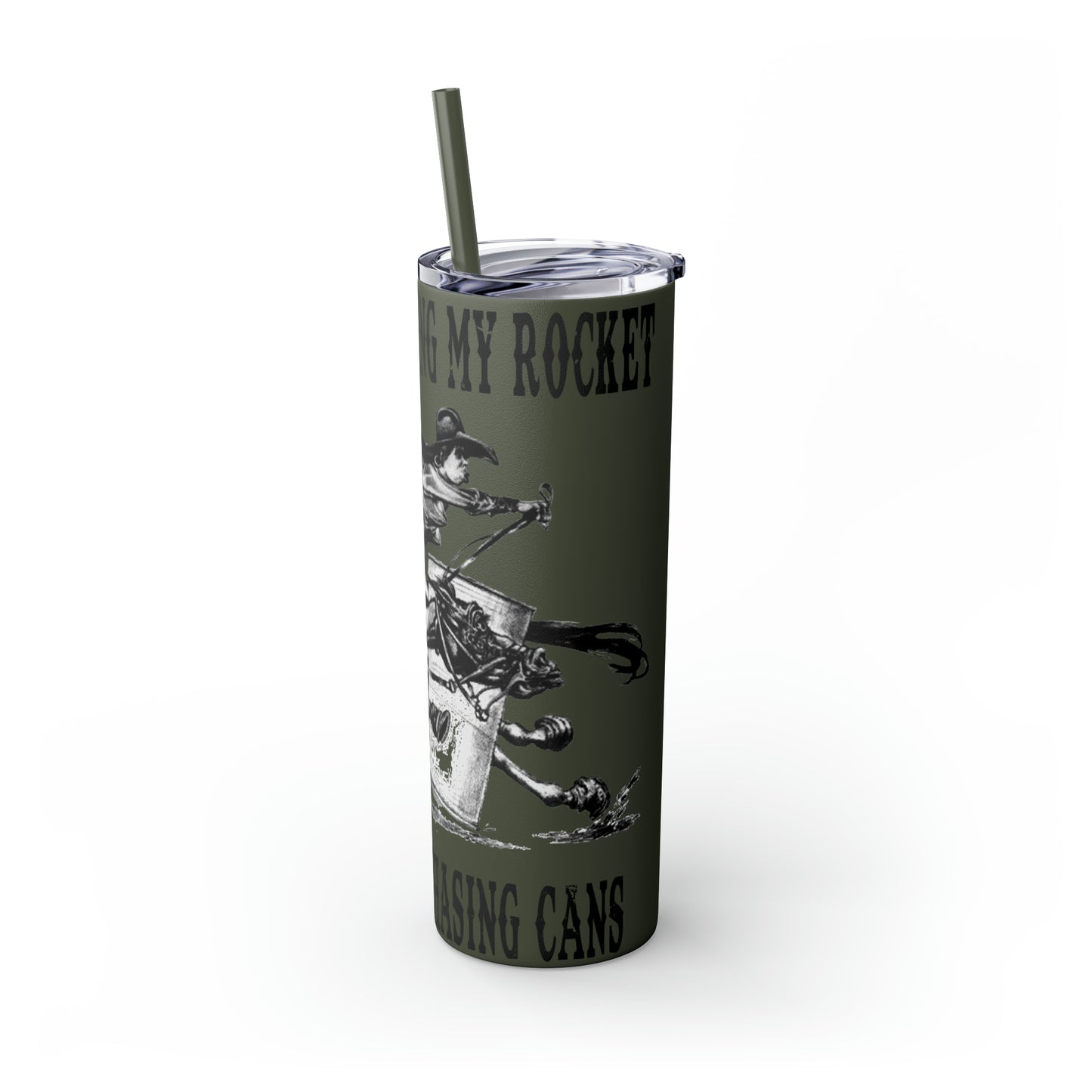 Living for Riding My Rocket Donkey Skinny Tumbler with Straw, 20oz