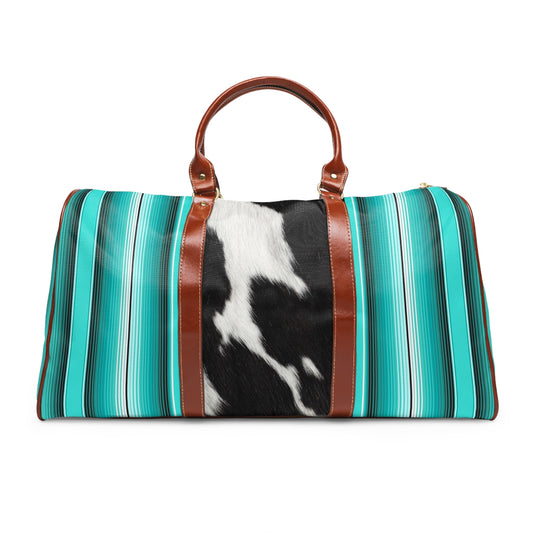 Waterproof Travel Bag Printed Cowprint and Blue