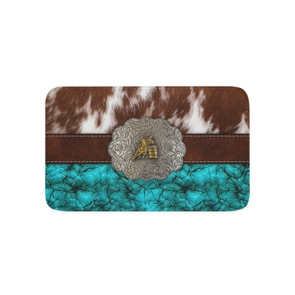 Memory Foam Bath Mat- Cowprint Belt Buckle