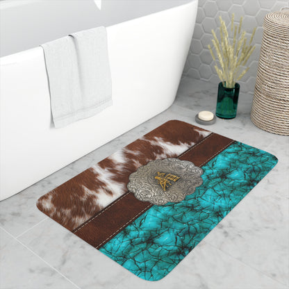 Memory Foam Bath Mat- Cowprint Belt Buckle