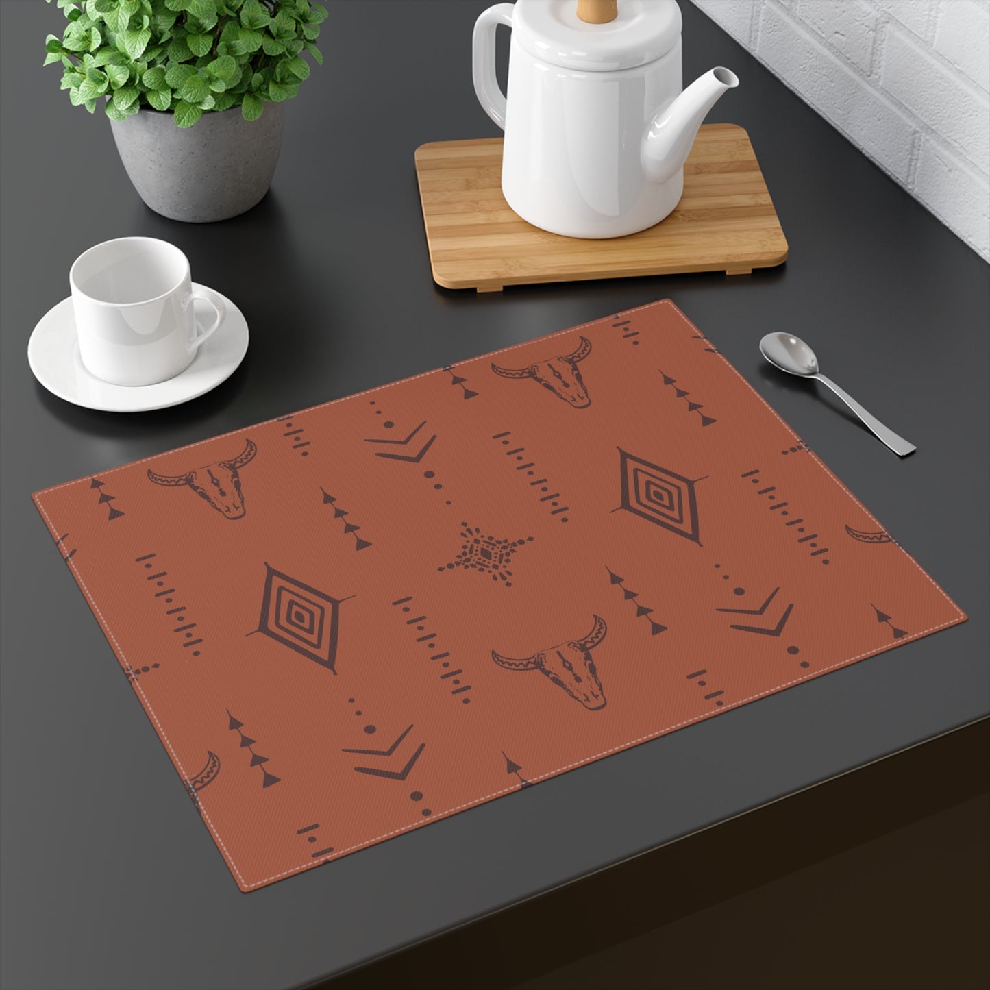 Placemat, 1pc- Brown Western Country