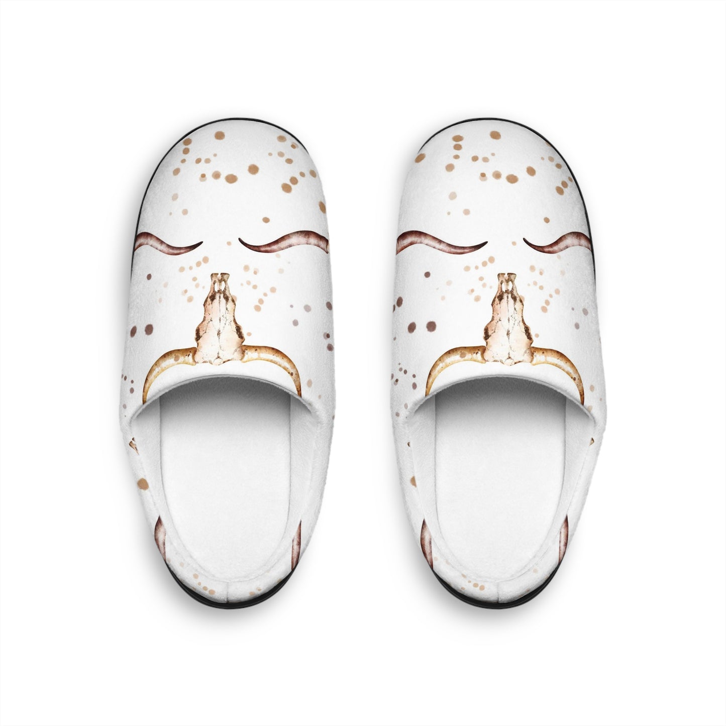 Women's Indoor Slippers- Steer Skull