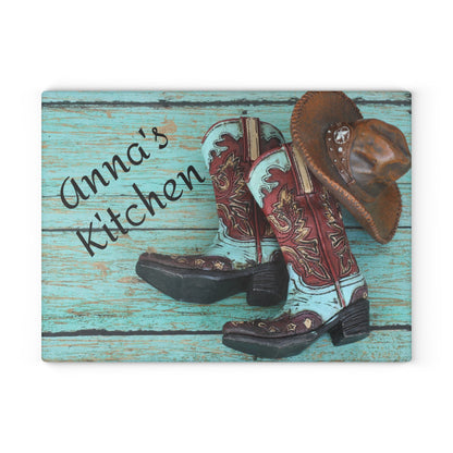 Personalized Glass Cutting Board- Western Theme