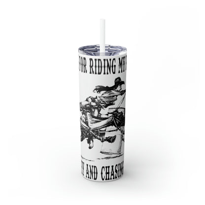 Living for Riding My Rocket Donkey Skinny Tumbler with Straw, 20oz