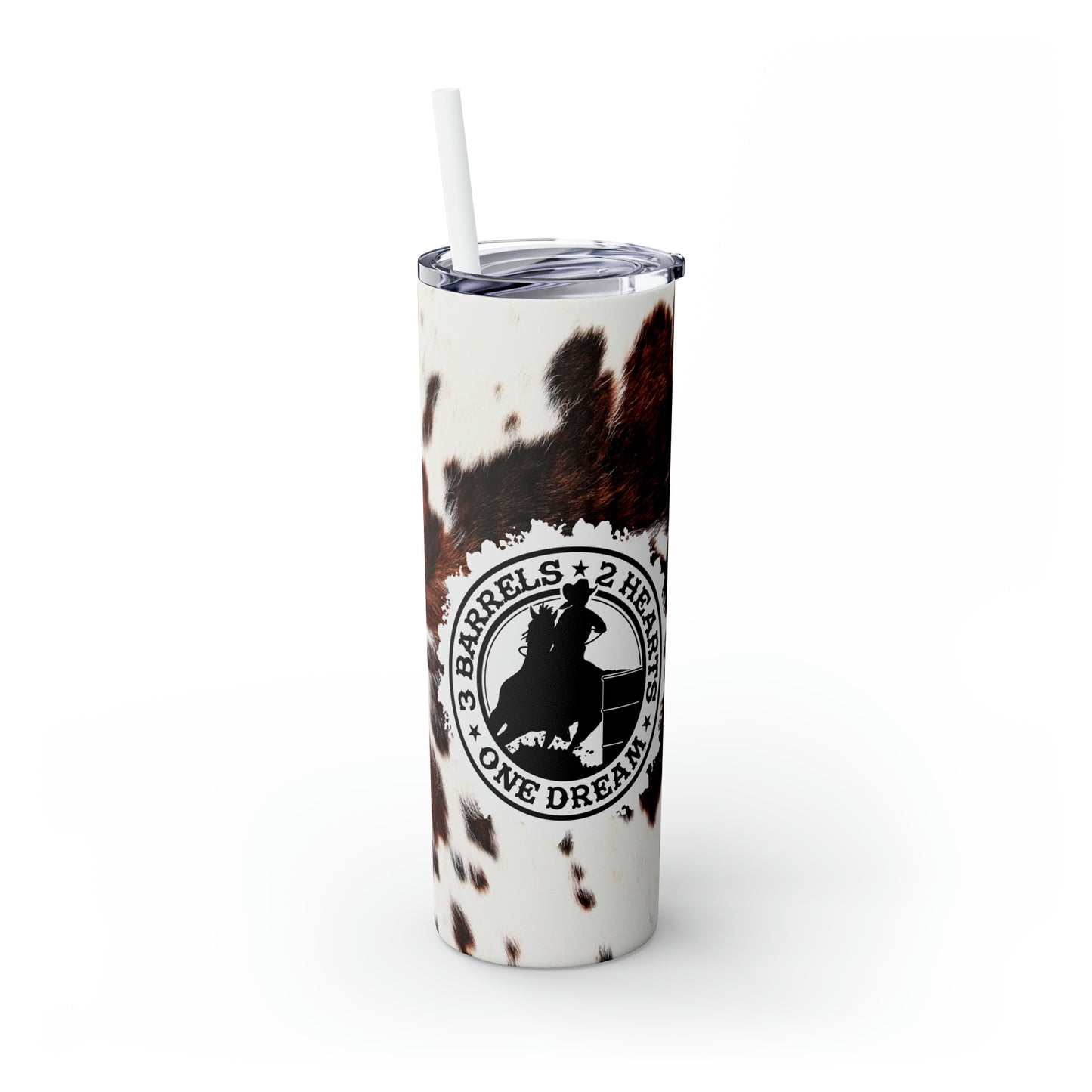 Skinny Tumbler with Straw, 20oz- 3 Barrels, 2 Hearts