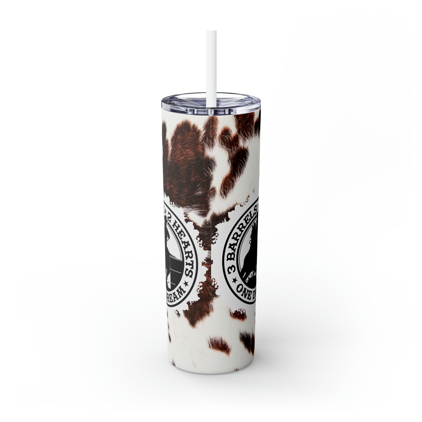 Skinny Tumbler with Straw, 20oz- 3 Barrels, 2 Hearts