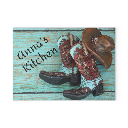 Personalized Glass Cutting Board- Western Theme