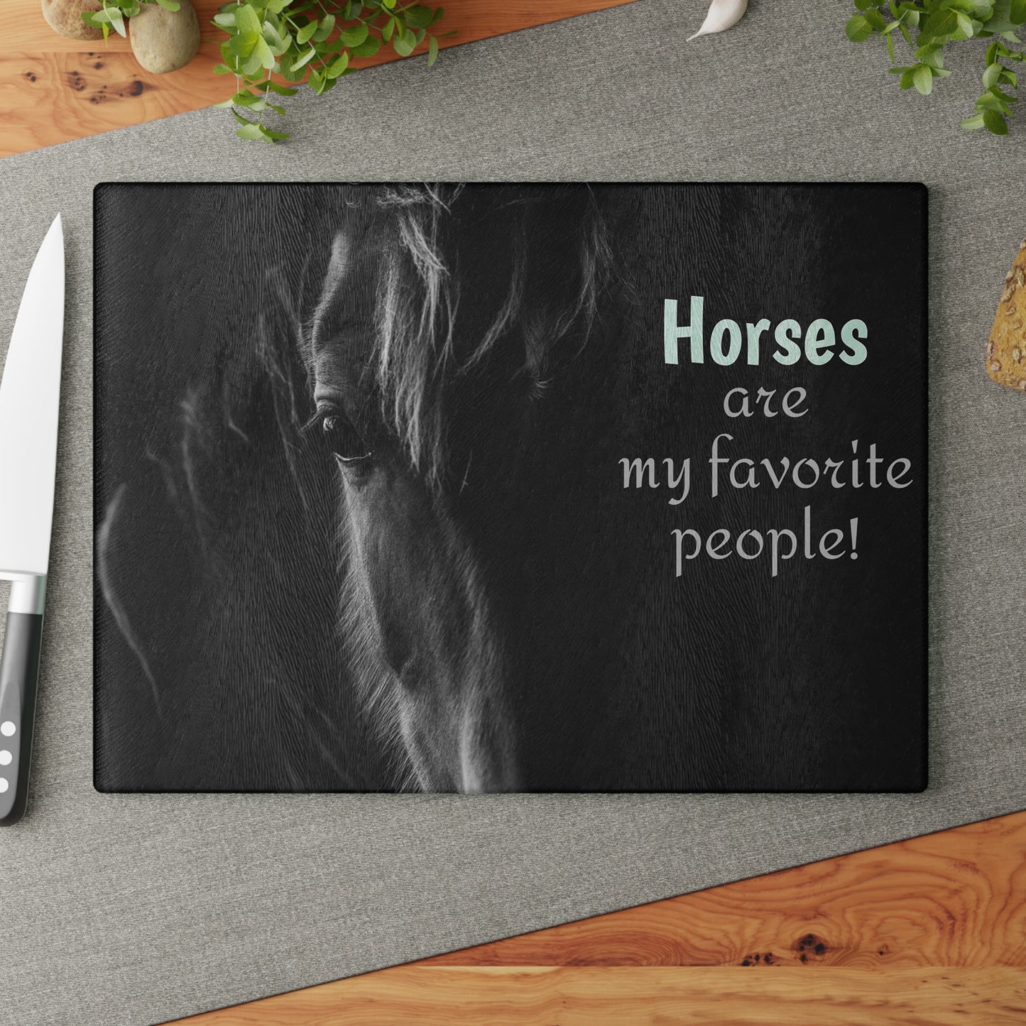 Horses are My Favorite People Glass Cutting Board