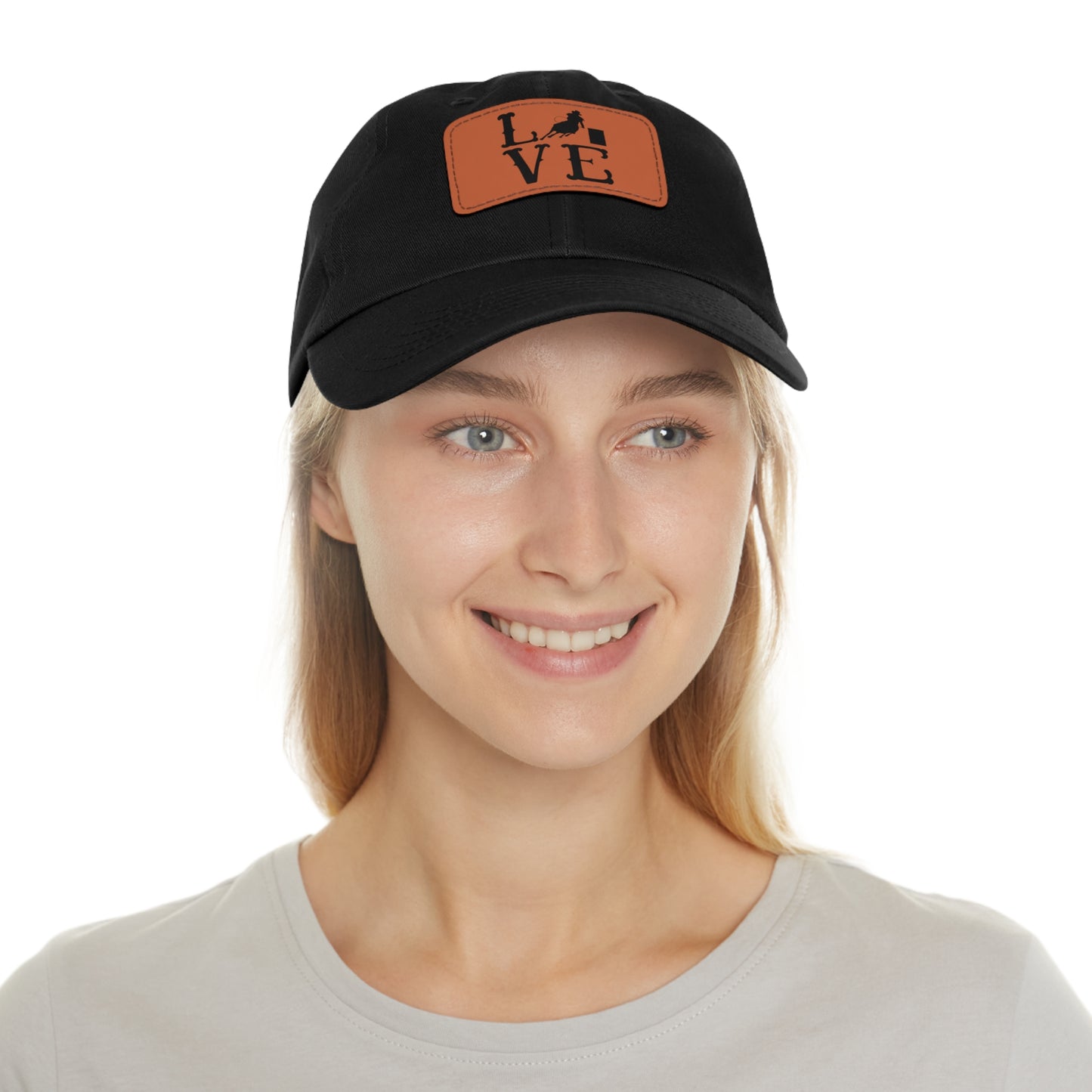 Hat with Leather Patch - I love Barrel Racing