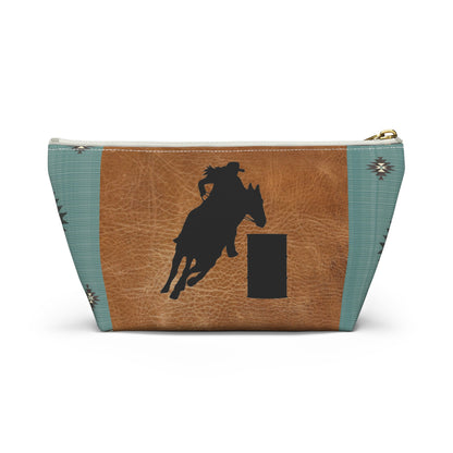 Personalized Accessory Pouch- Barrel Racer Leather Aztec/Print