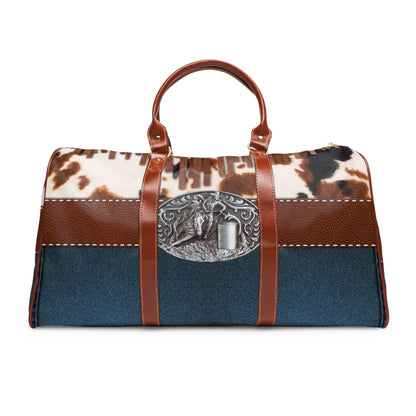 Waterproof Travel Bag- Denim Print Belt Buckle