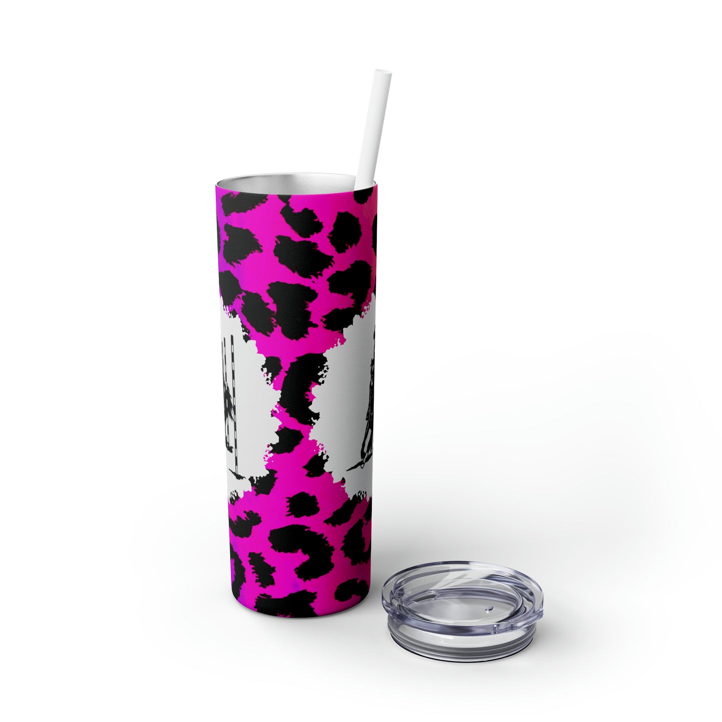 Skinny Tumbler with Straw, 20oz- Poles on Pink