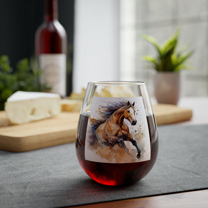 Stemless Wine Glass, 11.75oz- Running Horse