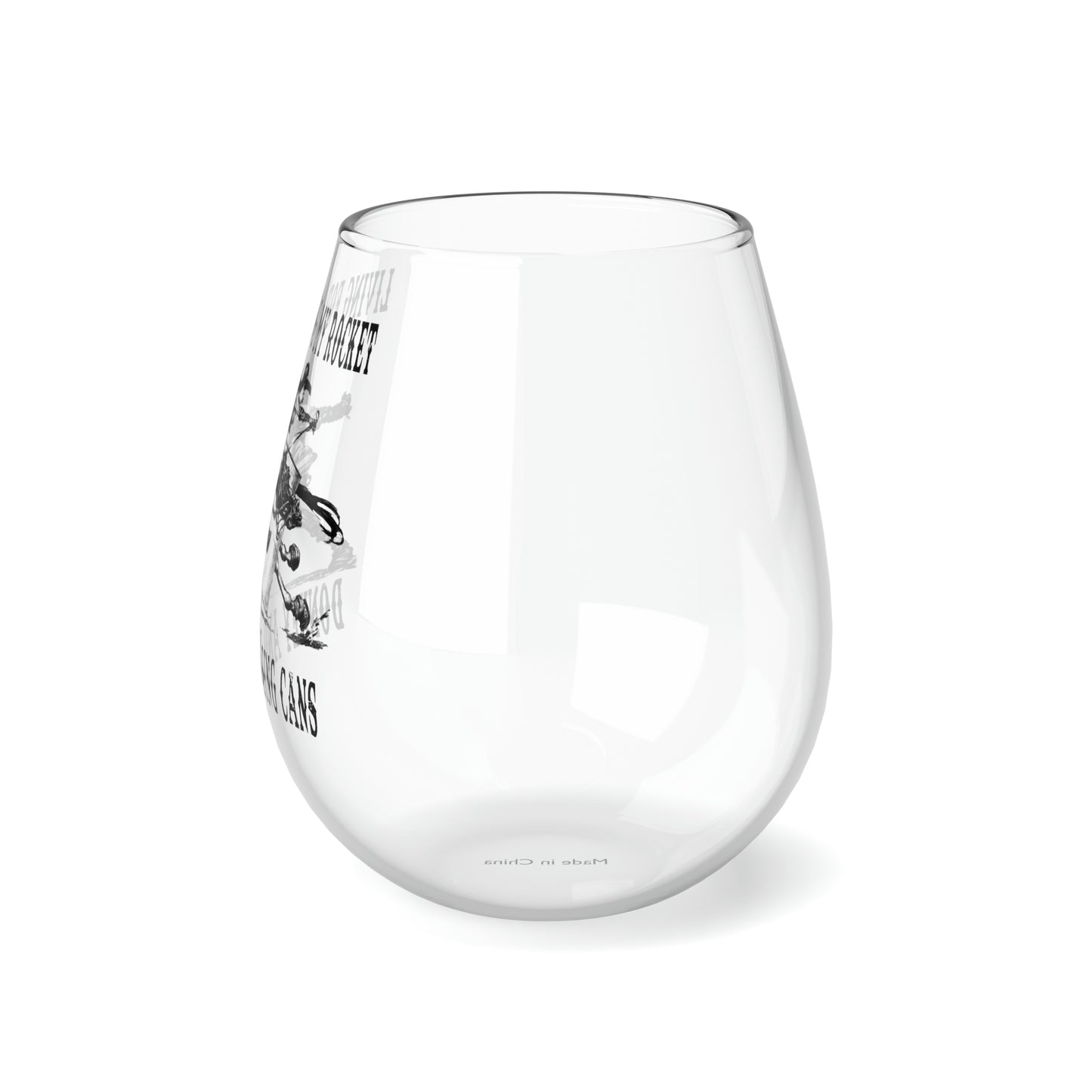 Riding the Rocket Donkey Stemless Wine Glass, 11.75oz