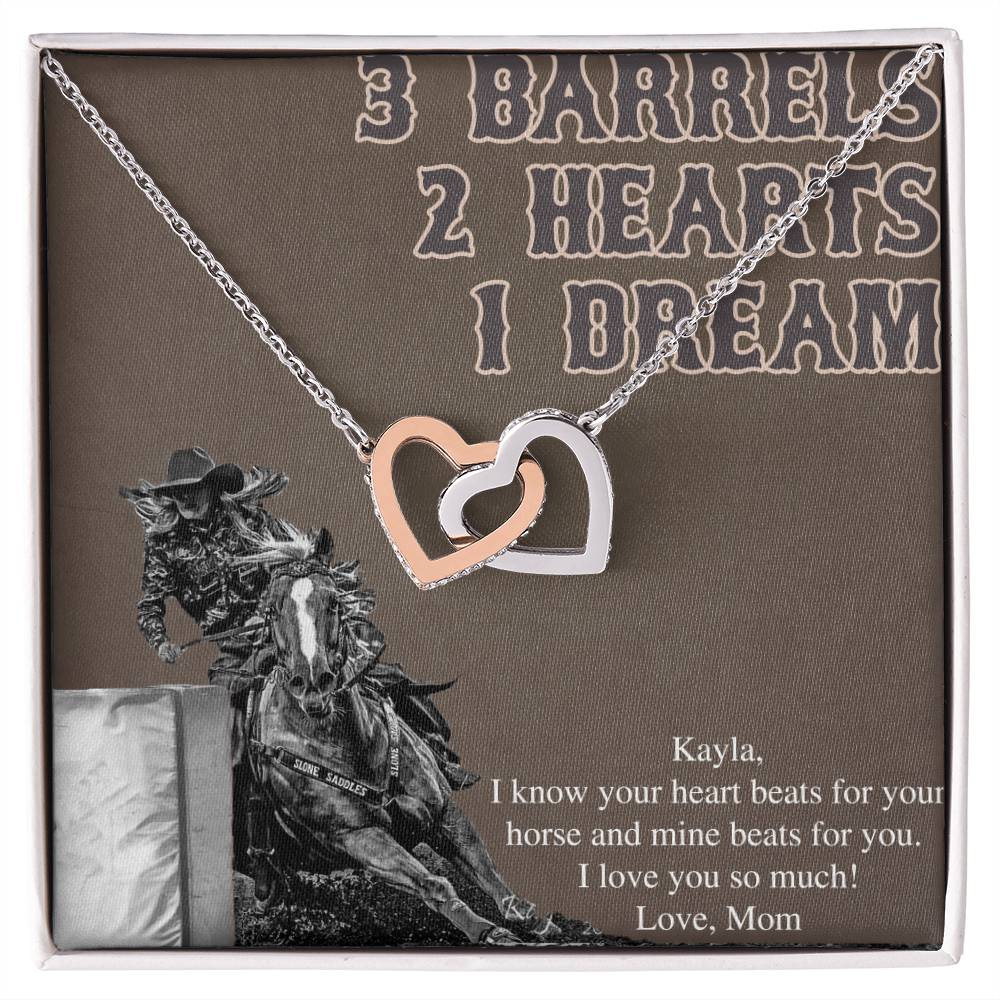 Personalized- 2 Hearts Barrel Racer Necklace