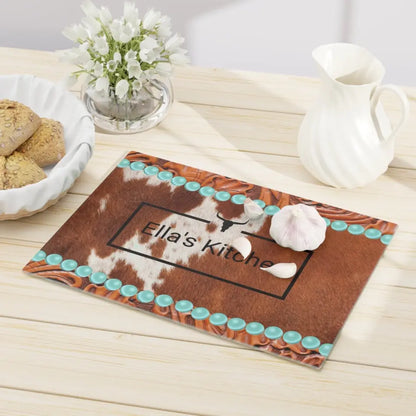 🐄 Custom Western-Style Glass Cutting Board: Where Rustic Meets Personalized Style! 🐄