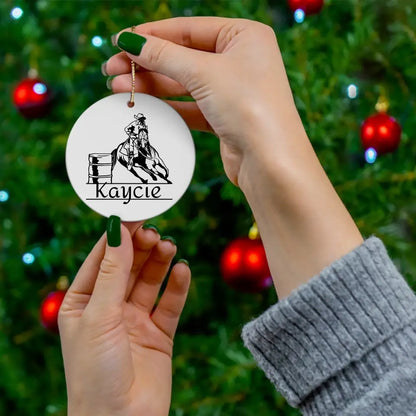 🎄🐎 Custom Barrel Racer Ceramic Christmas Ornament: Gallop into the Holidays! 🐎🎄