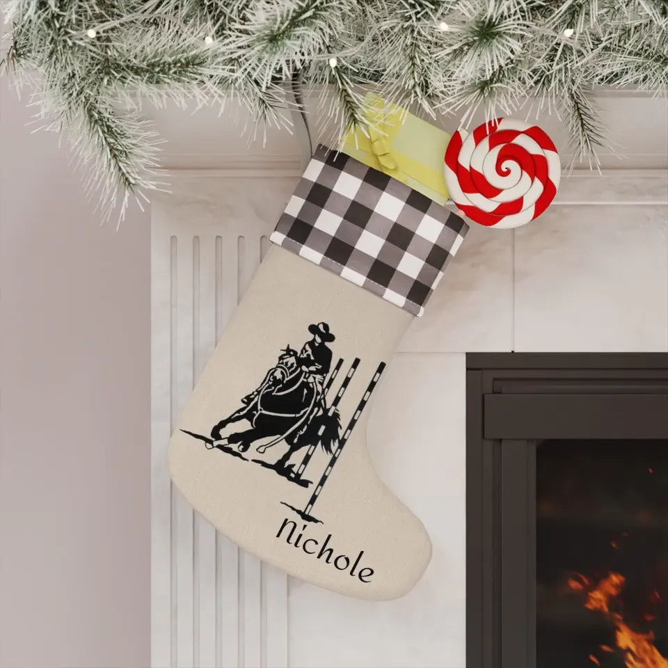 🎄🎁 Personalized Burlap Christmas Stocking: A Western-Themed Holiday Delight! 🎁🎄