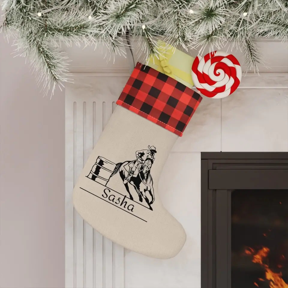 🎄🎁 Personalized Burlap Christmas Stocking: Celebrate the Rodeo Spirit this Holiday Season! 🎁🎄